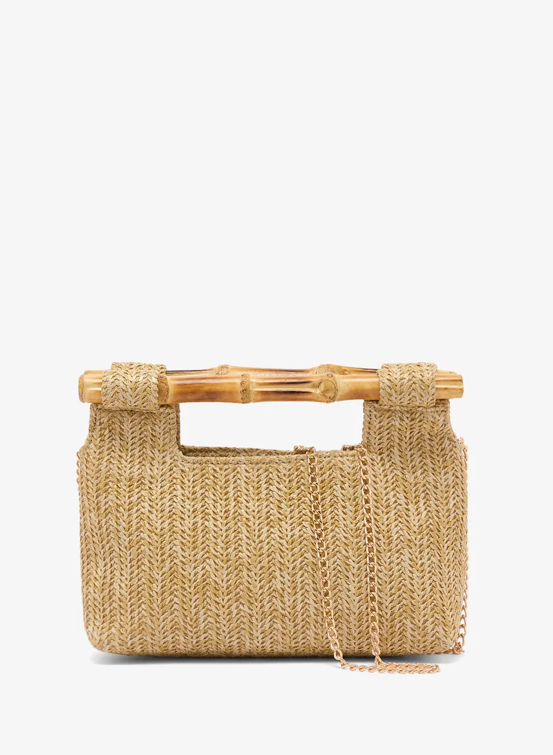 جلاموروس حقيبة يد من الرافيا بمقبض من الخيزران